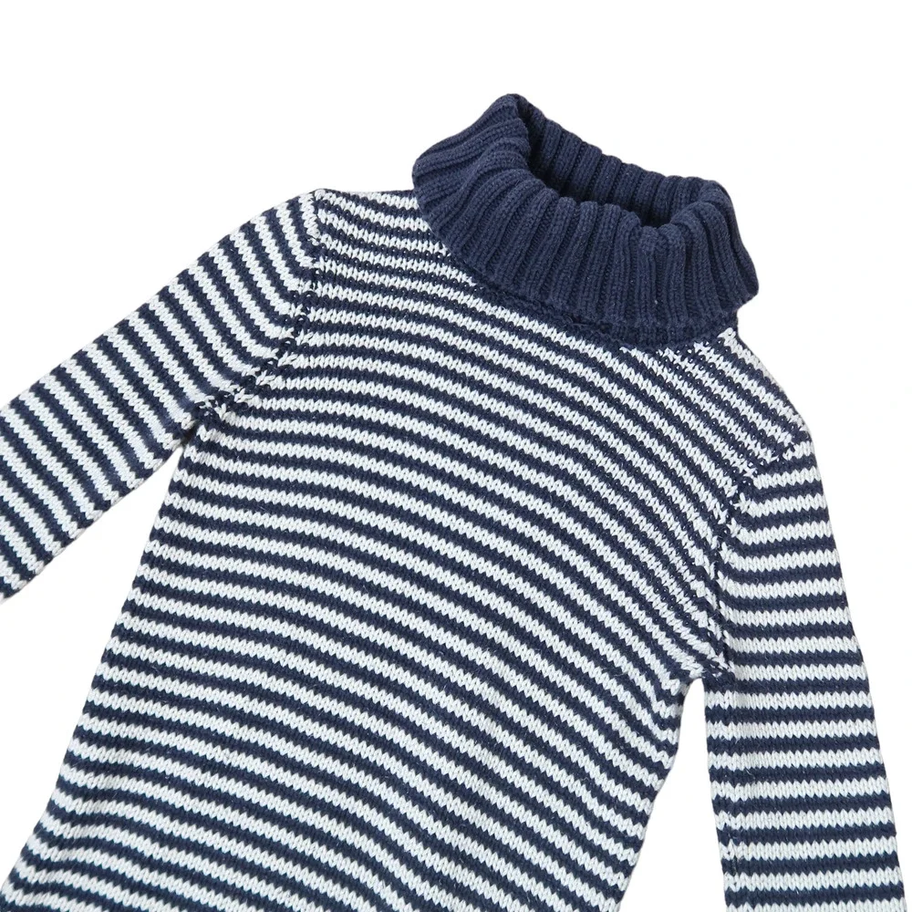 Juicy Couture navy blue and cream striped knit turtleneck sweater dress Girls 12